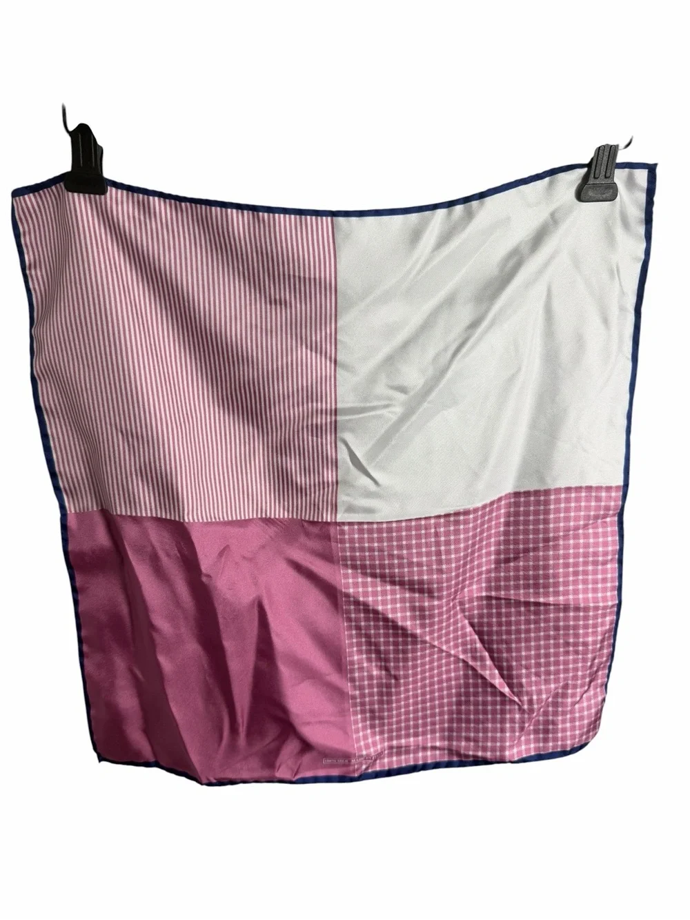 Pink and White Patchwork Silk Scarf